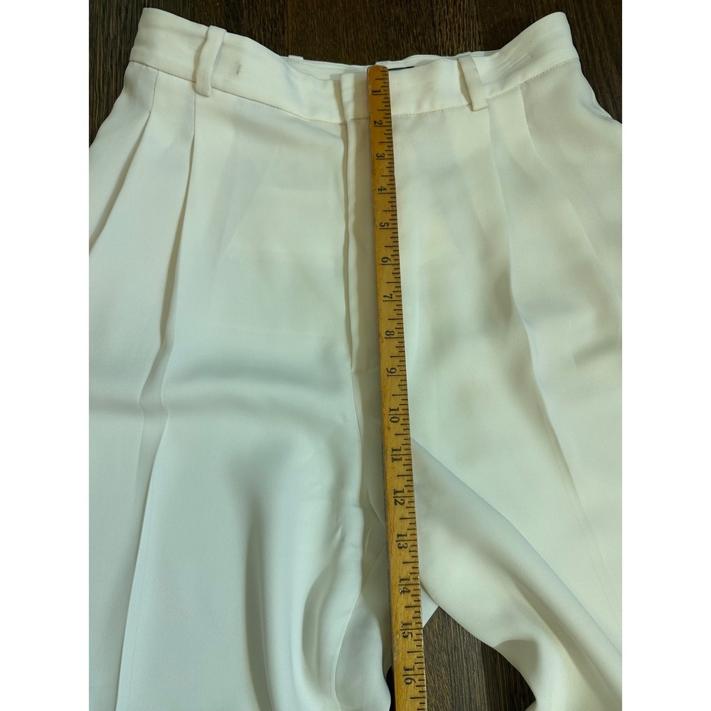 Polo Ralph Lauren Women Off White Pleated Cuffed Wide Leg Trousers Pants - Picture 4 of 8
